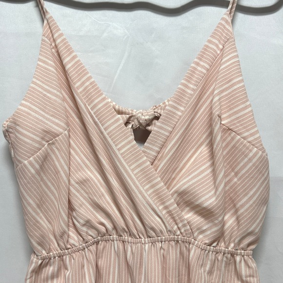 PPLA Mooney Woven Romper Pink Ivory Striped Ruffle Tie Back Size Large NEW USA - Picture 5 of 9